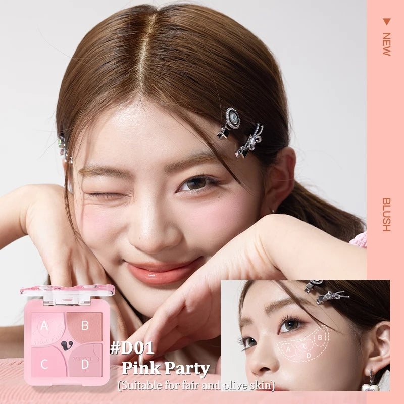 VEECCI Powder Blusher Highlight 4 in 1 Cream Matte Multi Purpose (6g)
