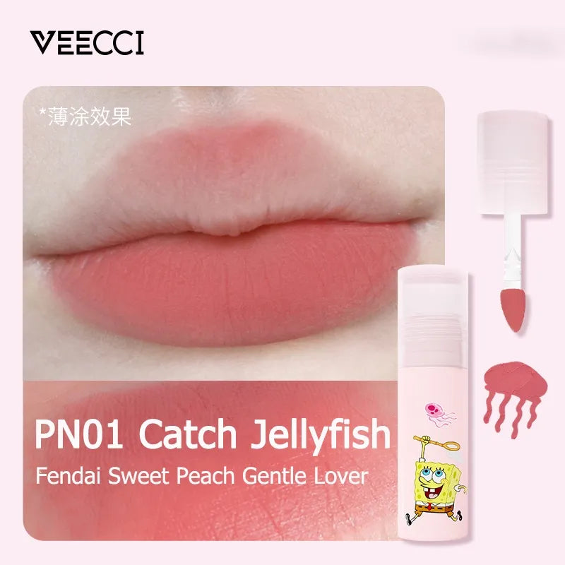 VEECCI SpongeBob Lipmatte & Lip Glaze Makeup Long-Lasting Non-Stick Cup Lipstick (2.3g)