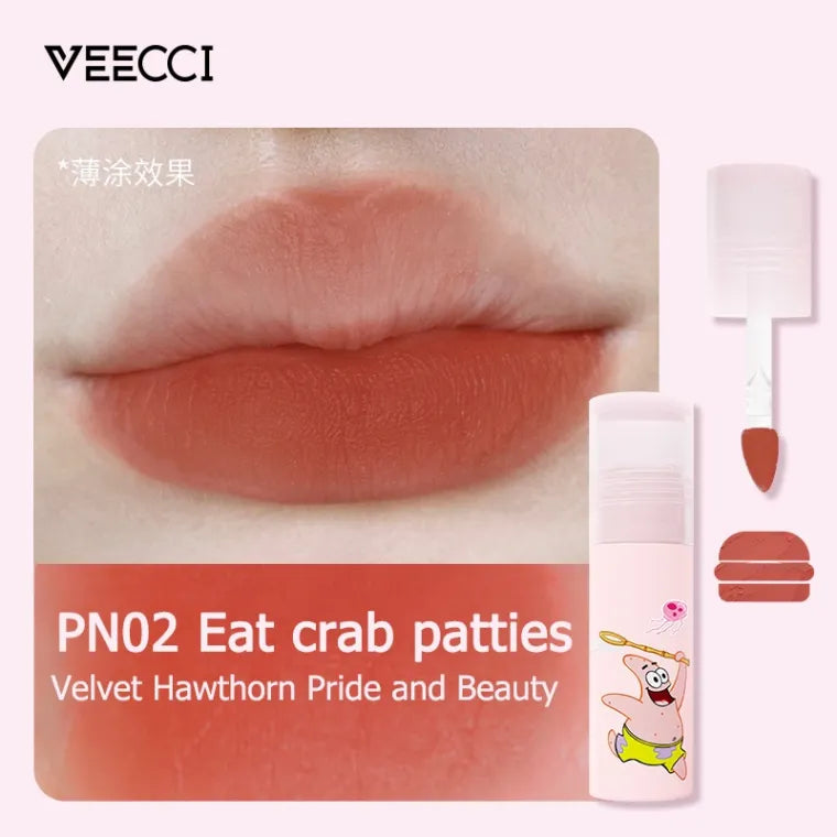 VEECCI SpongeBob Lipmatte & Lip Glaze Makeup Long-Lasting Non-Stick Cup Lipstick (2.3g)