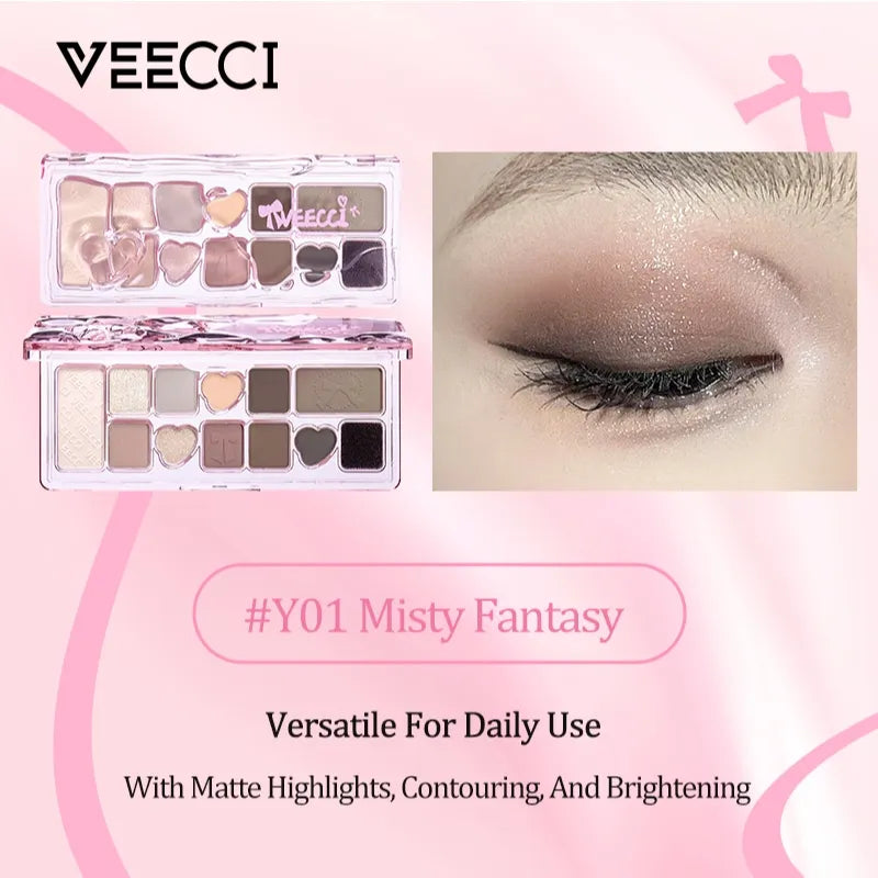 VEECCI Ribbon Fantasy Eye Shadow Plate Lasting Glitter - 11 Colors