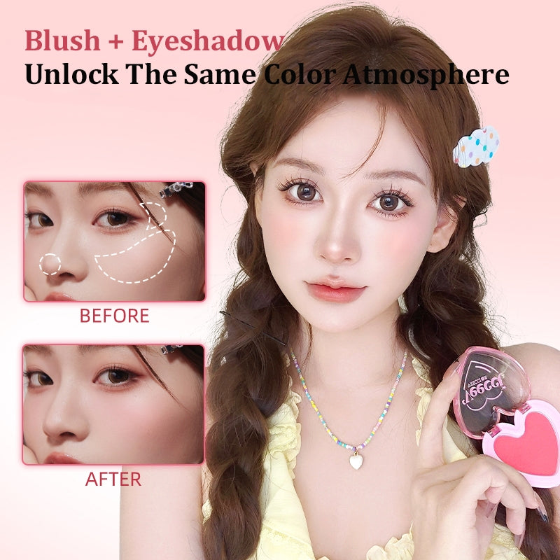VEECCI Powder Blusher Monochrome Cardboard Natural Pink Smooth Colored Texture Heart Mouse