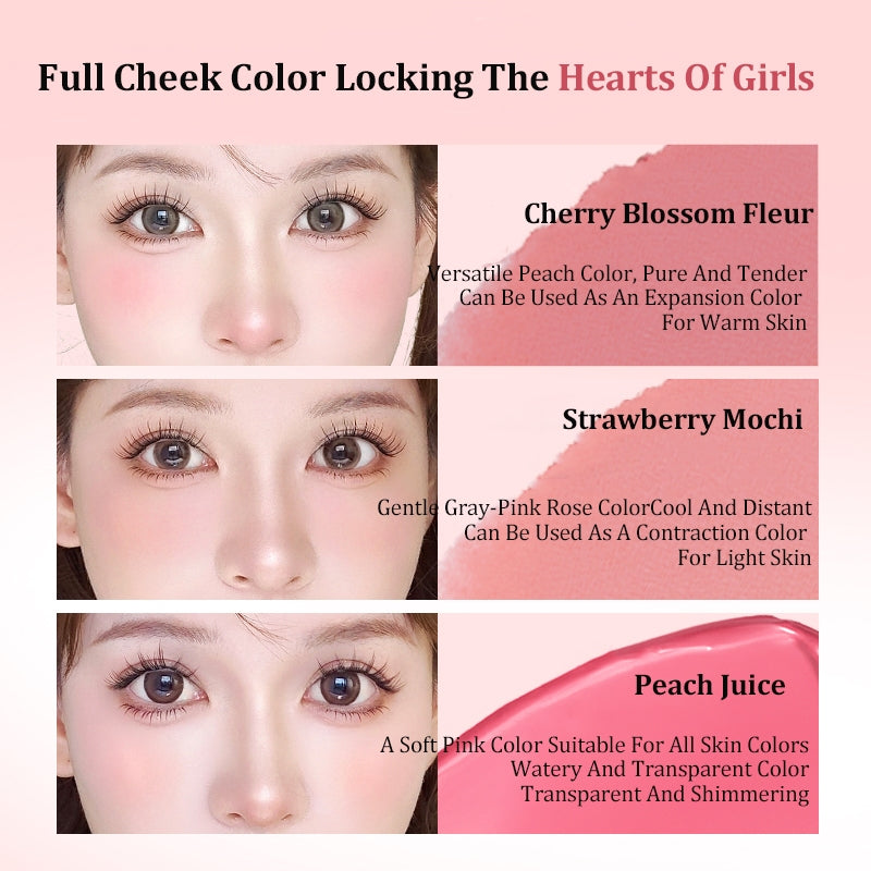 VEECCI Powder Blusher Monochrome Cardboard Natural Pink Smooth Colored Texture Heart Mouse