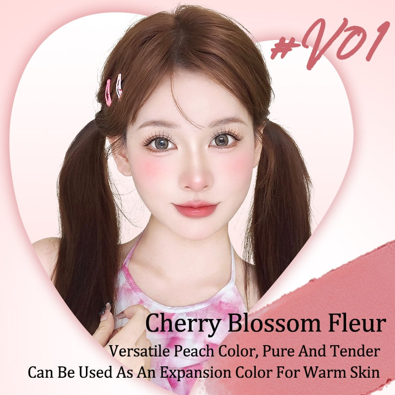 VEECCI Powder Blusher Monochrome Cardboard Natural Pink Smooth Colored Texture Heart Mouse