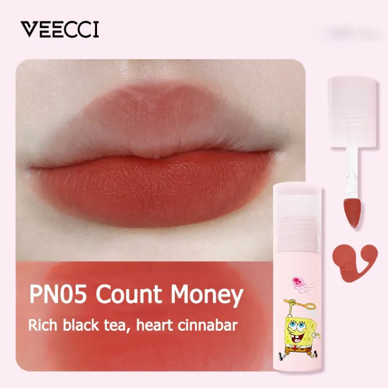 VEECCI SpongeBob Lipmatte & Lip Glaze Makeup Long-Lasting Non-Stick Cup Lipstick (2.3g)