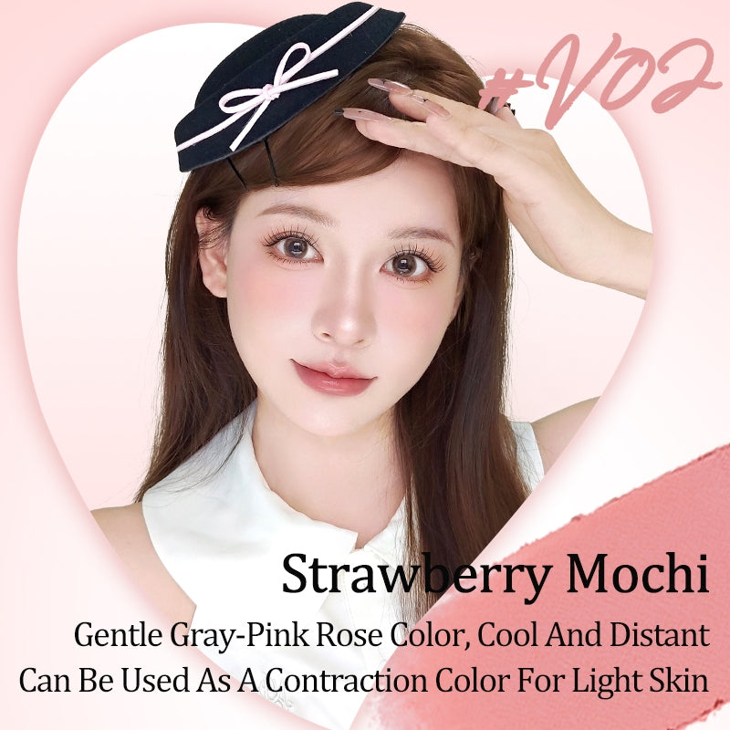 VEECCI Powder Blusher Monochrome Cardboard Natural Pink Smooth Colored Texture Heart Mouse