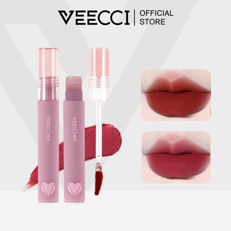 VEECCI Lip Mud Soft Velvet Finish Matte Lip Gloss Long-Lasting Whitening