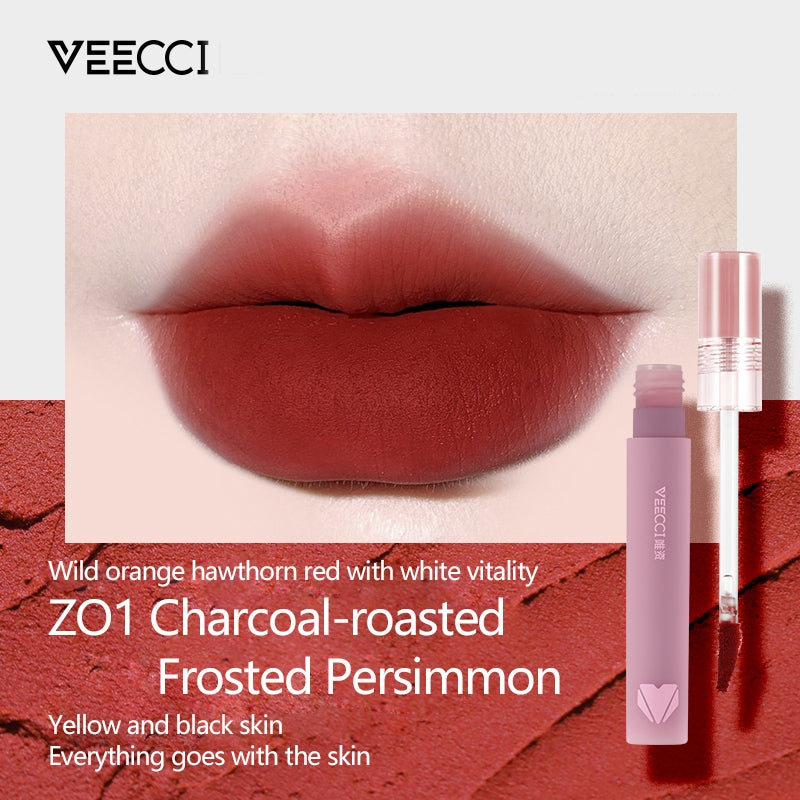 VEECCI Lip Mud Soft Velvet Finish Matte Lip Gloss Long-Lasting Whitening