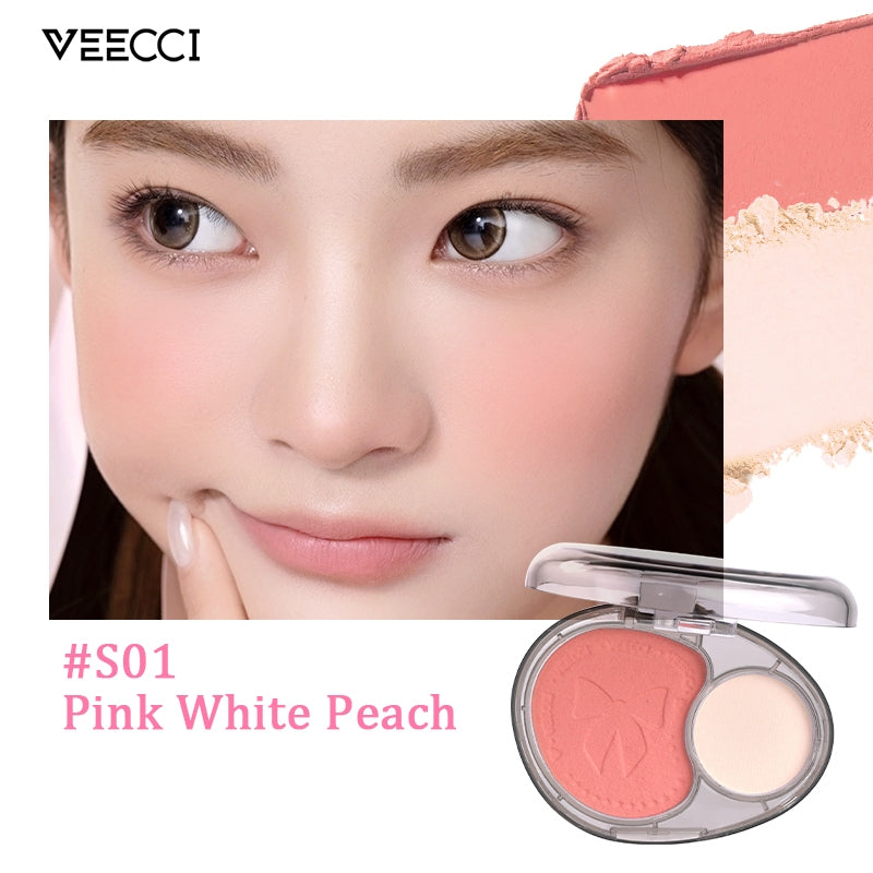 VEECCI Blush Highlight Two-color Mashed Potatoes Texture Whitening Lasting Nature 4.5g