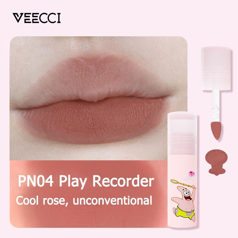 VEECCI SpongeBob Lipmatte & Lip Glaze Makeup Long-Lasting Non-Stick Cup Lipstick (2.3g)