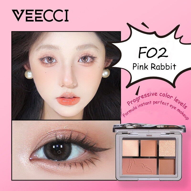 VEECCI Eye Shadow Rabbit Heart Matte Pearl Pink - 5 Color (5.2g)
