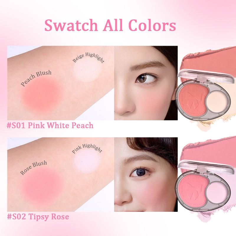 VEECCI Blush Highlight Two-color Mashed Potatoes Texture Whitening Lasting Nature 4.5g