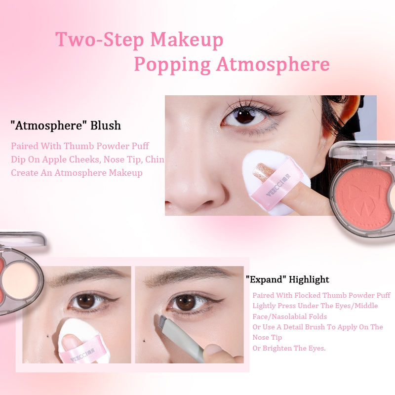 VEECCI Blush Highlight Two-color Mashed Potatoes Texture Whitening Lasting Nature 4.5g
