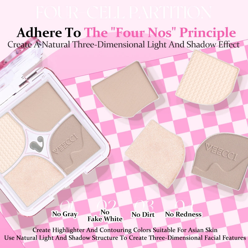 VEECCI Contour Highlight Palette Brightens Skin Tone Natural Long-lasting Makeup