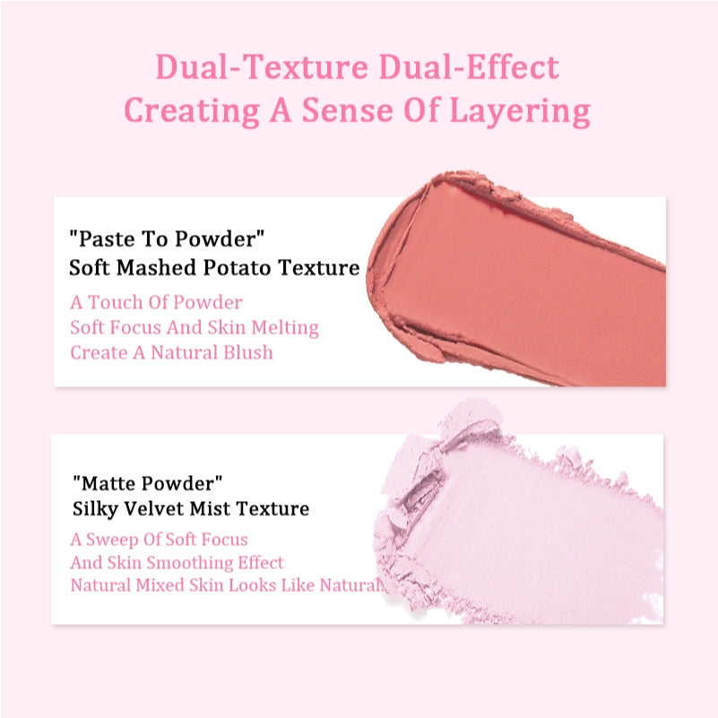VEECCI Blush Highlight Two-color Mashed Potatoes Texture Whitening Lasting Nature 4.5g