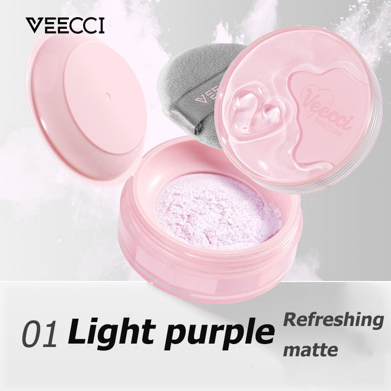 VEECCI Loose Powder Oil Control Matte Waterproof Lasting 8 Hour with Face Powder Puff 6.5g