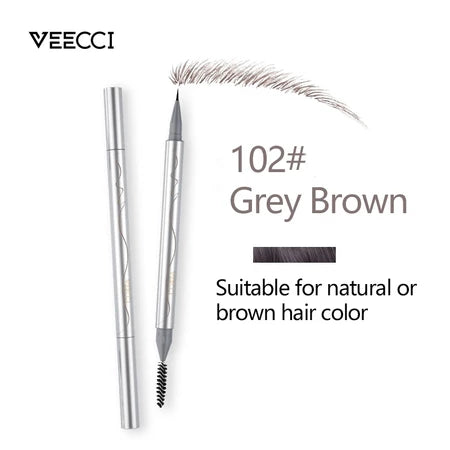 VEECCI Eyebrow Pencil Ultra Fine Brush Double Head Smooth Long Lasting Tint Natural 0.45ml