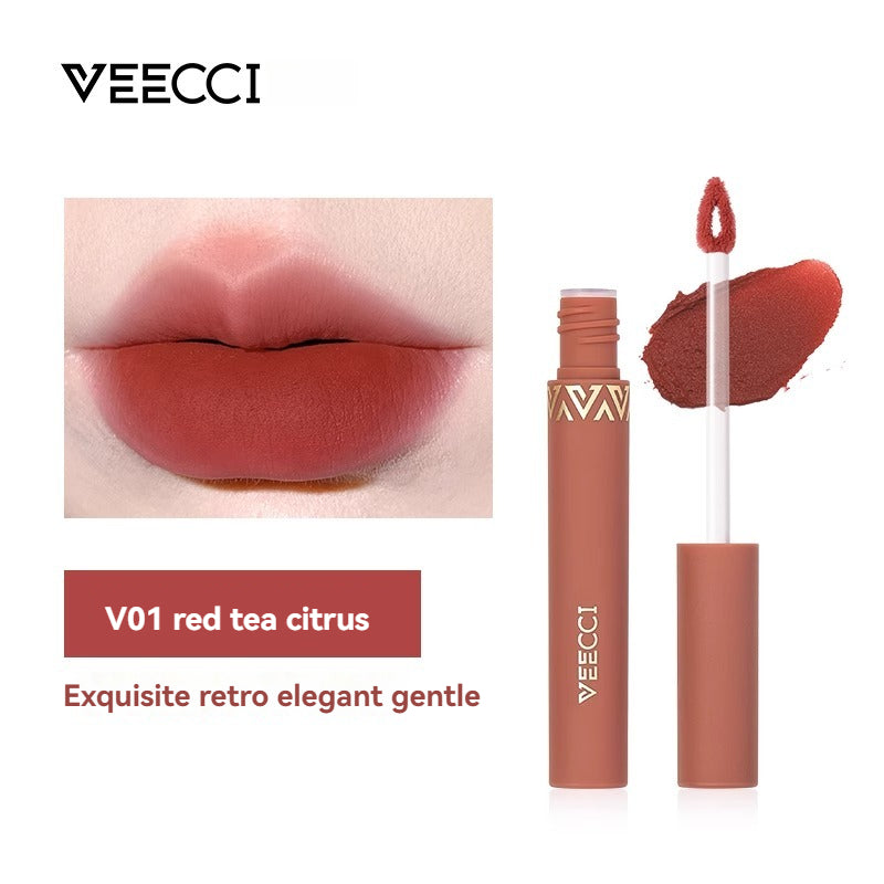 VEECCI Lipstick Velvet Lip Gloss Waterproof Long Lasting Lip Tint High Pigment Smooth Cosmetic