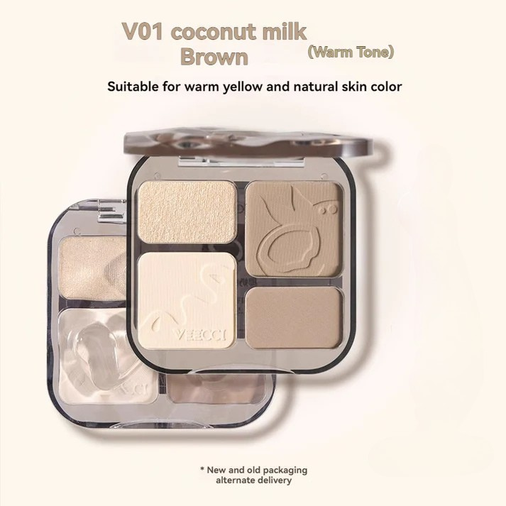 VEECCI Contour Highlight Palette Brightens Skin Tone Natural Long-lasting Waterproof Makeup 8g