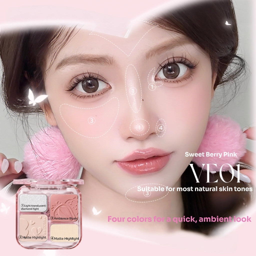 VEECCI Vantage Dream Butterfly Gift Box | Lip Glaze + Contour Palette + Powder | Butterfly Clip + Mug