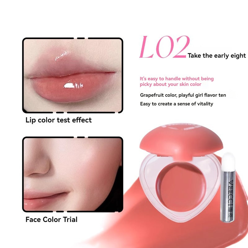 VEECCI Pudding Lip & Cheek Multi-Purpose Balm Lipstick Blusher luster Multipurpose 2 in1 Whitening Nature Non-stick Portable (5g)