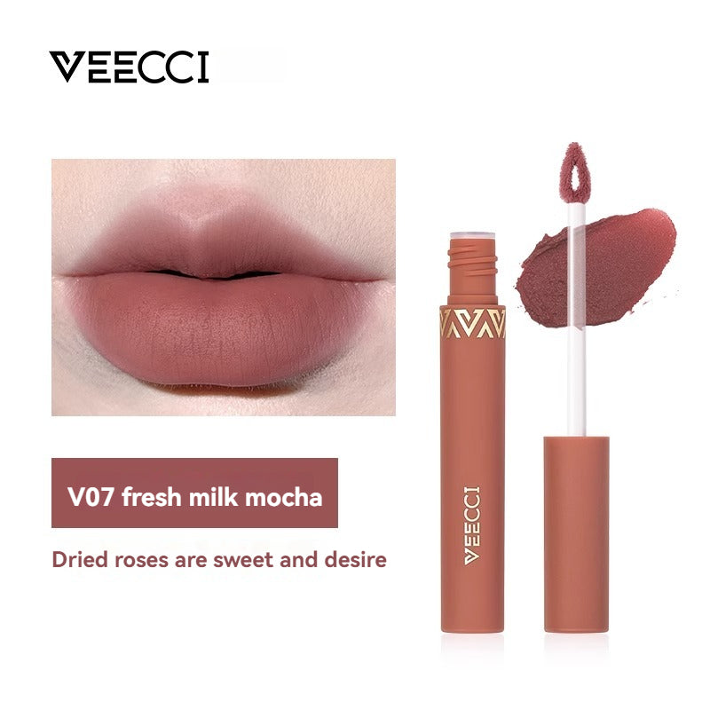 VEECCI Lipstick Velvet Lip Gloss Waterproof Long Lasting Lip Tint High Pigment Smooth Cosmetic