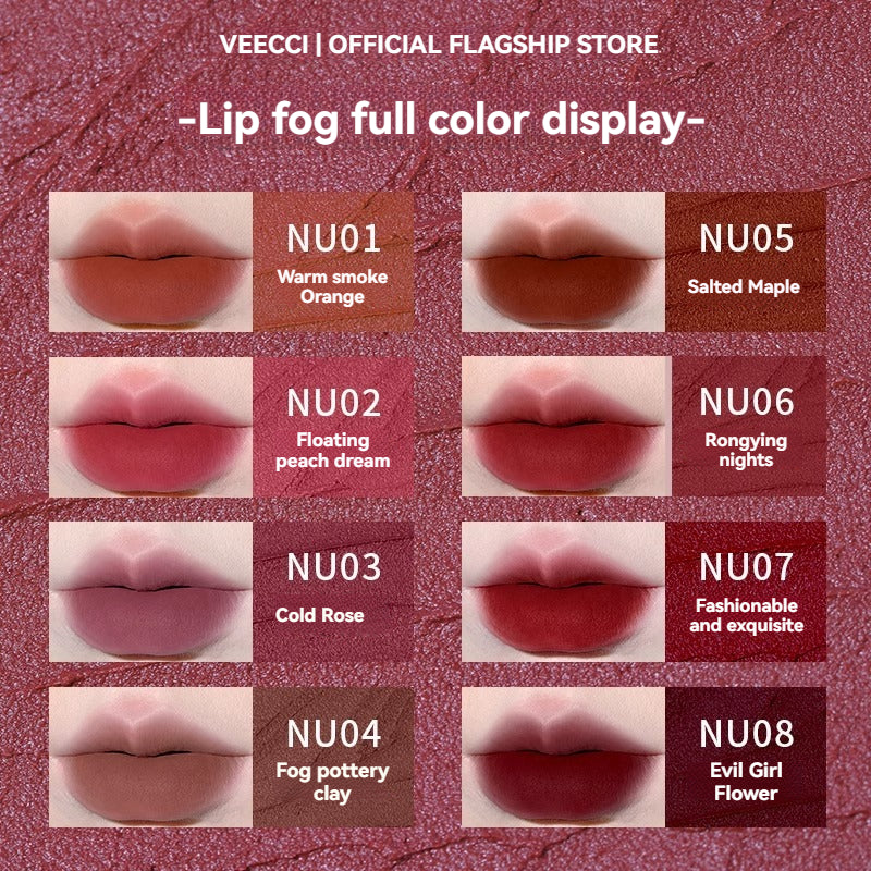 VEECCI Lip Glaze & Lip Mud Lipmatte Makeup Moisturizing Long Lasting Beauty -8 color