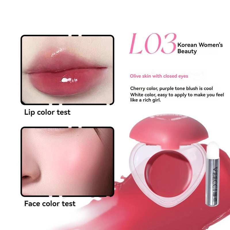 VEECCI Pudding Lip & Cheek Multi-Purpose Balm Lipstick Blusher luster Multipurpose 2 in1 Whitening Nature Non-stick Portable (5g)