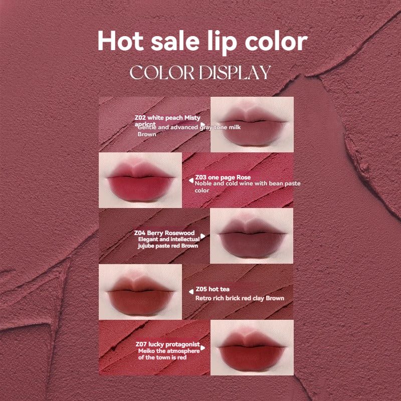 VEECCI Lip Mud Soft Velvet Finish Matte Lip Gloss Long-Lasting Whitening