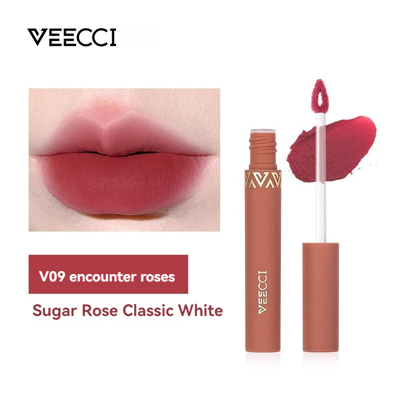 VEECCI Lipstick Velvet Lip Gloss Waterproof Long Lasting Lip Tint High Pigment Smooth Cosmetic