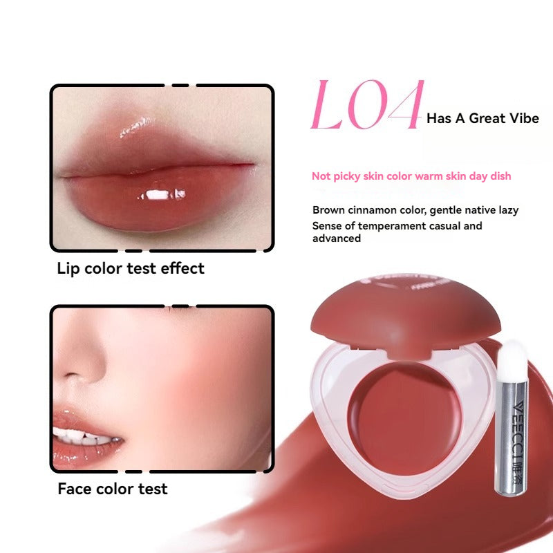 VEECCI Pudding Lip & Cheek Multi-Purpose Balm Lipstick Blusher luster Multipurpose 2 in1 Whitening Nature Non-stick Portable (5g)