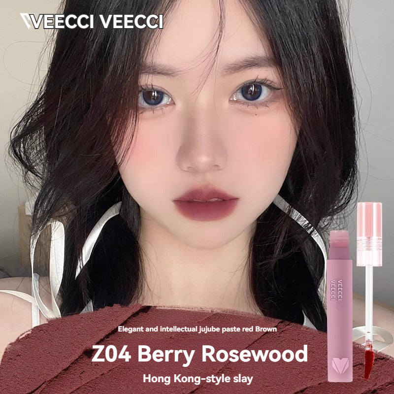 VEECCI Lip Mud Soft Velvet Finish Matte Lip Gloss Long-Lasting Whitening
