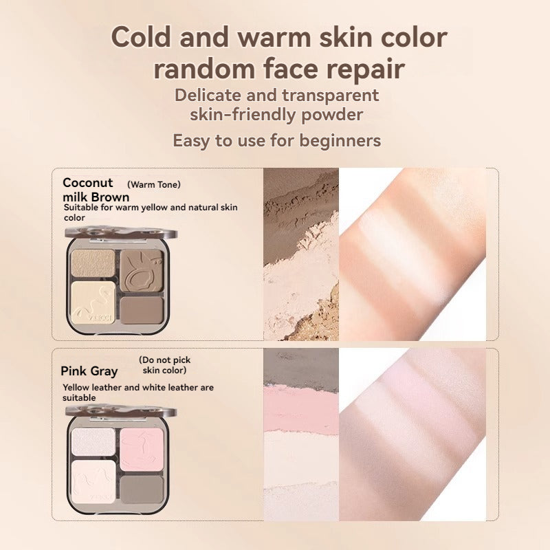 VEECCI Contour Highlight Palette Brightens Skin Tone Natural Long-lasting Waterproof Makeup 8g
