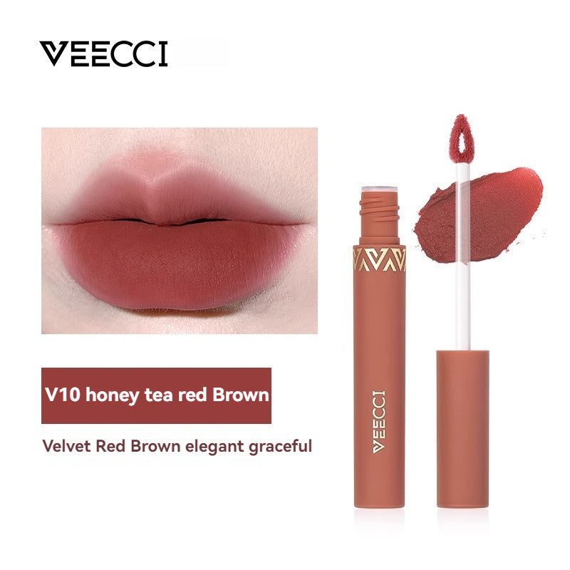 VEECCI Lipstick Velvet Lip Gloss Waterproof Long Lasting Lip Tint High Pigment Smooth Cosmetic