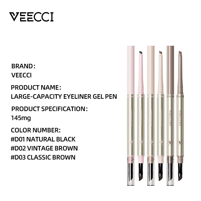 VEECCI Large-Capacity Eyeliner Gel Pen | 145mg Smooth Glide Formula | Waterproof & Smudge-Proof Precision Liner