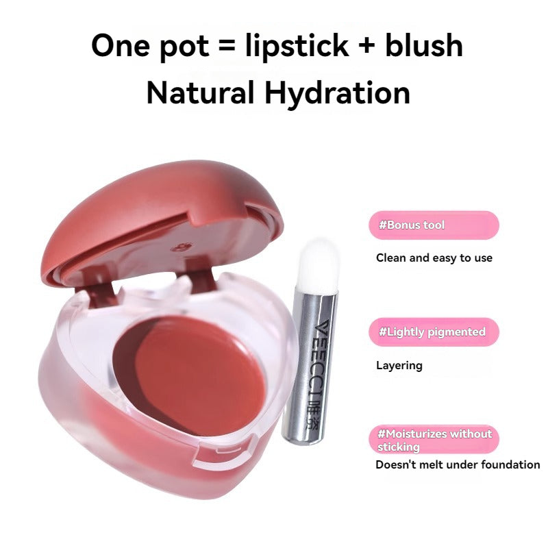 VEECCI Pudding Lip & Cheek Multi-Purpose Balm Lipstick Blusher luster Multipurpose 2 in1 Whitening Nature Non-stick Portable (5g)