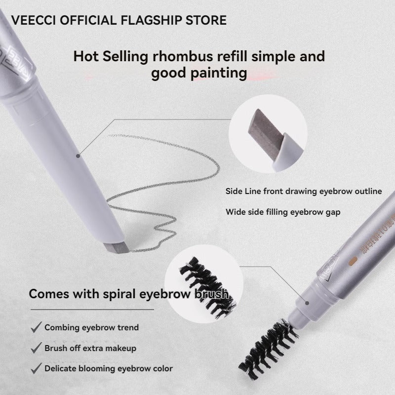 VEECCI Velvet Mist Powder Eyebrow Pencil Not Easy To Smudge Lasting Waterproof (0.22g)