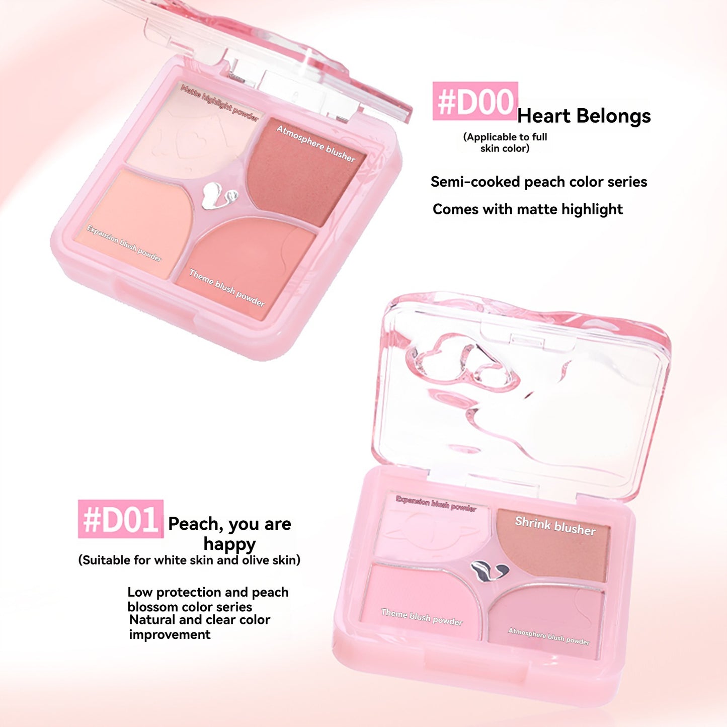 VEIZZICCI Powder Blusher Highlight 4 in 1 Cream Matte Multi Purpose (6g)(副本)