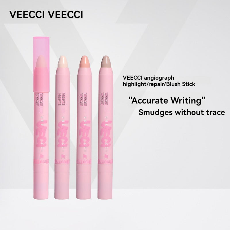 VEECCI 3 in 1 Highlighter & Contour & Blush Stick with Brush Head Brighten and Retouch 3D Make Up Concealer Stick