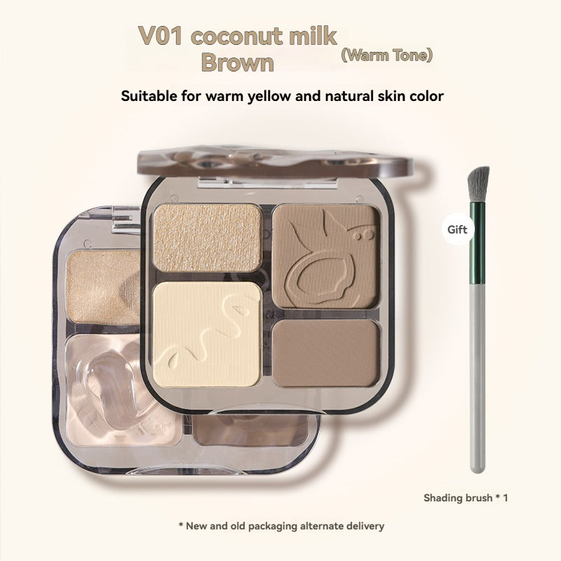 VEIZZICCI Contour Highlight Palette Brightens Skin Tone Natural Long-lasting Waterproof Makeup 8g(副本)