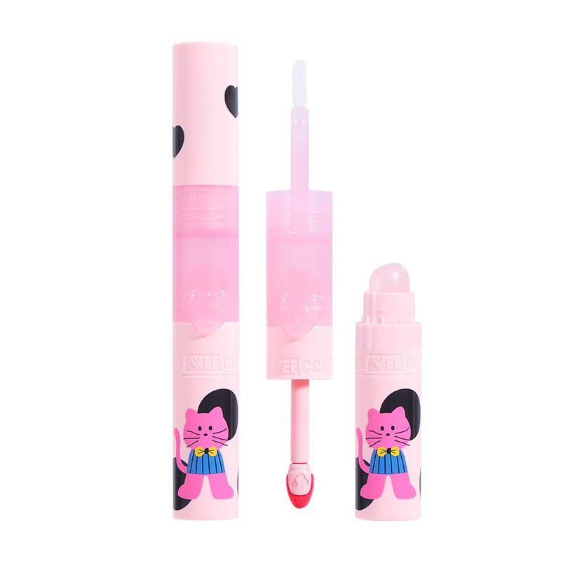VEECCI Double-Head Lip Glaze with silicone lip brush Sweetheart Cat lip gloss Series