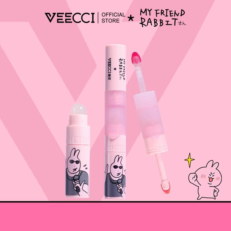 VEECCI Friend Rabbit Lip Glaze With Double Head Waterlight Moisturizing (4g)