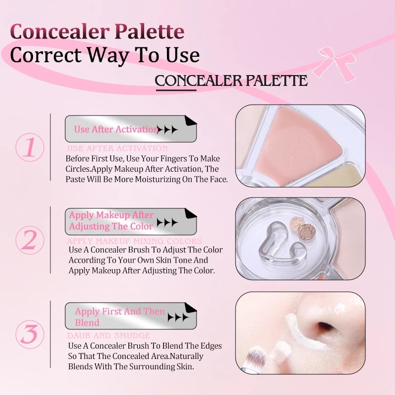 VEECCI silky smooth seven-color concealer palette conceals flaws without leaving any marks