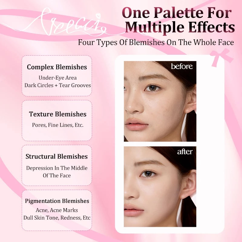 VEECCI silky smooth seven-color concealer palette conceals flaws without leaving any marks