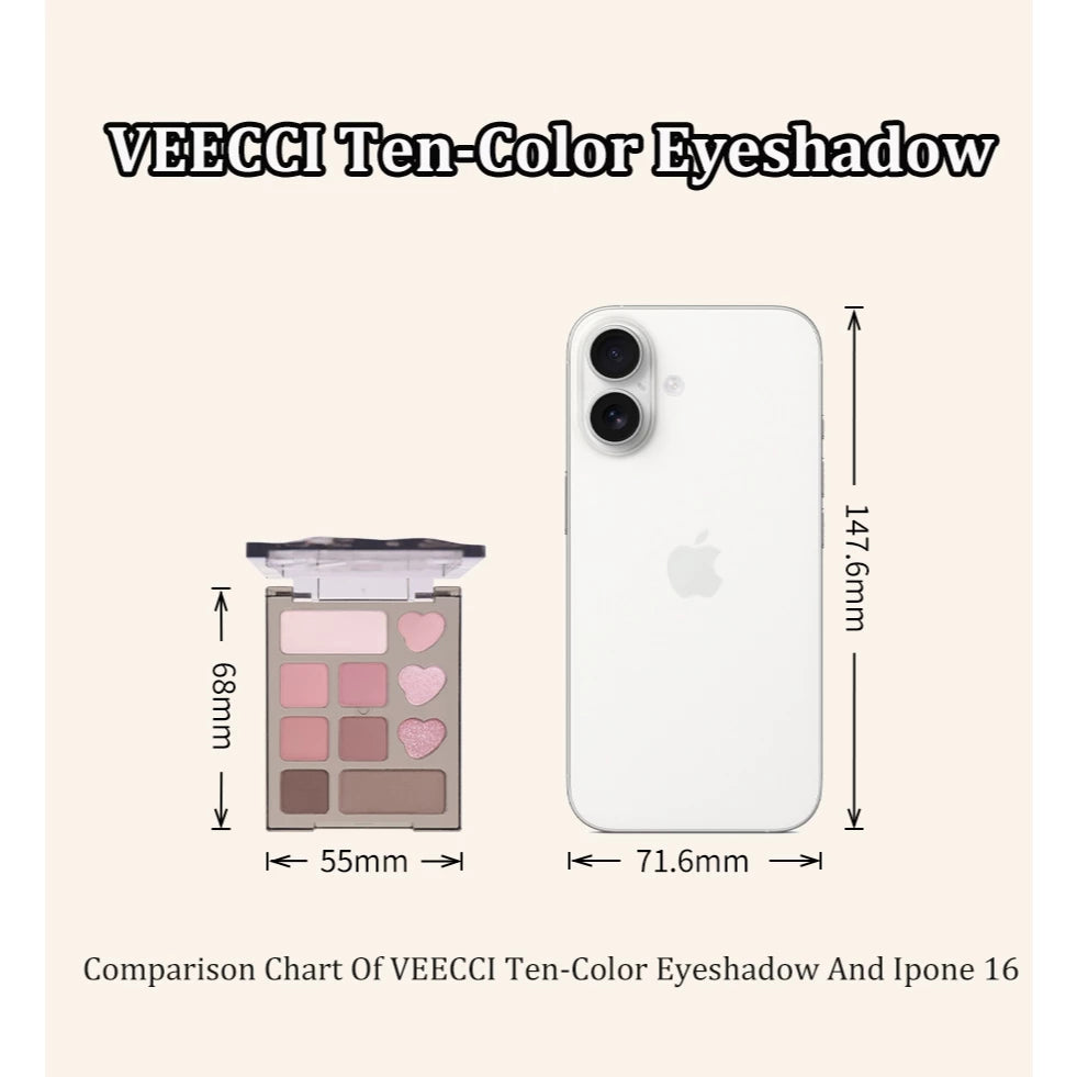 VEECCI Eye Shadow Board 10 Pink Durable Smooth (4.2g)