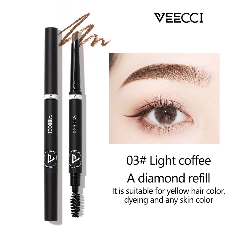 VEECCI Extremely Fine Diamond Shaped Eyebrow Pencil Waterproof Long-Lasting And Sweat Resistant
