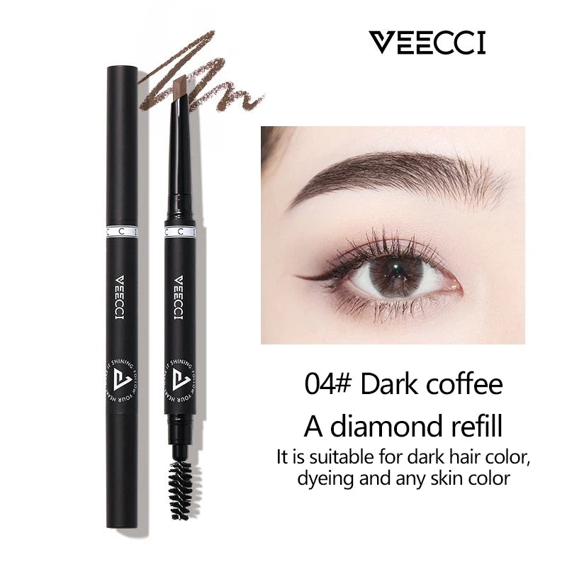 VEECCI Extremely Fine Diamond Shaped Eyebrow Pencil Waterproof Long-Lasting And Sweat Resistant