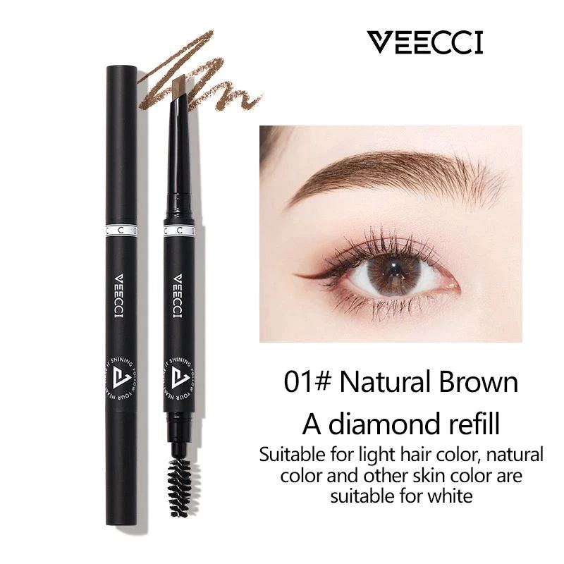 VEECCI Extremely Fine Diamond Shaped Eyebrow Pencil Waterproof Long-Lasting And Sweat Resistant