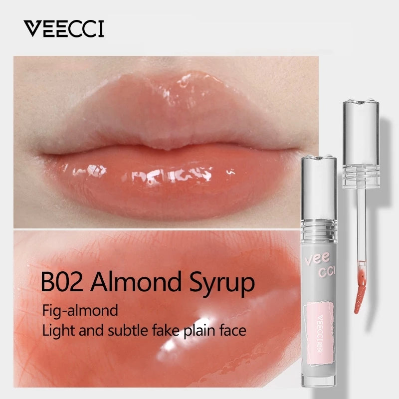 VEECCI Lip Gloss Glossy Non-Stick Long-Lasting Moisturizing Brightens Skin Tone (2g)