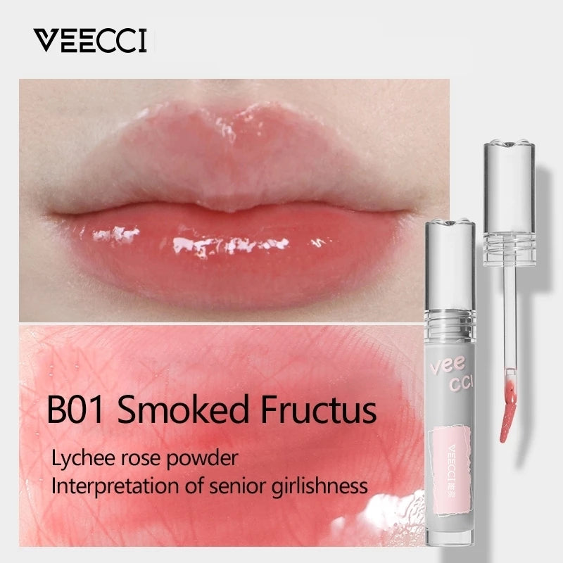 VEECCI Lip Gloss Glossy Non-Stick Long-Lasting Moisturizing Brightens Skin Tone (2g)