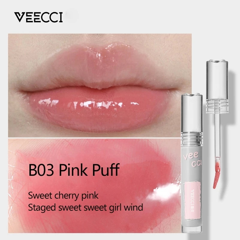 VEECCI Lip Gloss Glossy Non-Stick Long-Lasting Moisturizing Brightens Skin Tone (2g)